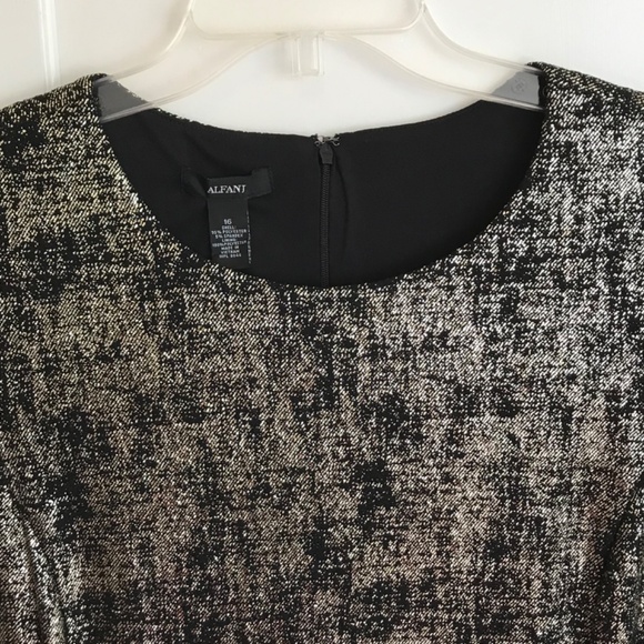 ALFANI Rose Shimmer Metallic Fit & Flare Dress Black Gold Women’s Plus Size 16 - Picture 3 of 16